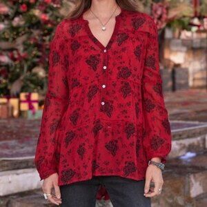 Sundance elegant red top with cami - Medium